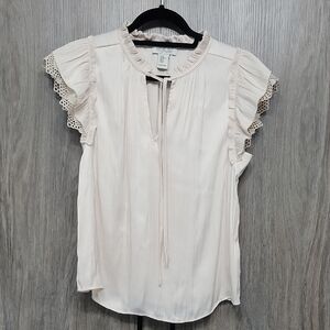 Rachel Zoe Cream Lace Trim Blouse